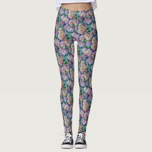 Kunstmatige hydrangeas Hortensia Floral Abstract a Leggings (Voorkant)