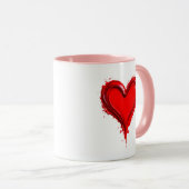 Kunstmatige illustratie van een levendig rood hart mok (Voorkant rechts)