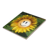 Kunstmatige illustratie van zonnebloemen glimlache tegeltje (Zijkant)