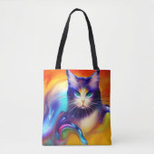 Kunstmatige intelligentie-dierenkat zittend tote bag (Voorkant)