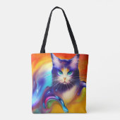 Kunstmatige intelligentie-dierenkat zittend tote bag (Achterkant)