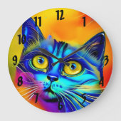 Kunstmatige intelligentie dierenkattengezicht grote klok (Voorkant)
