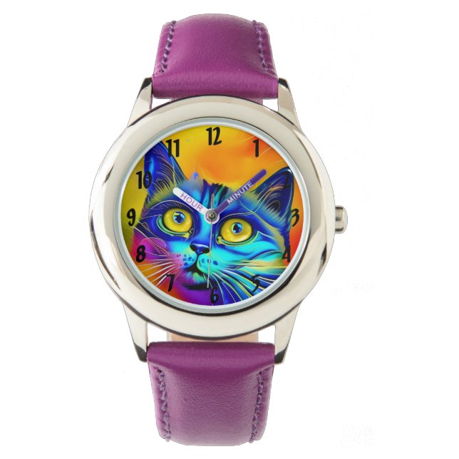 Kunstmatige intelligentie dierenkattengezicht horloge (Voorkant)