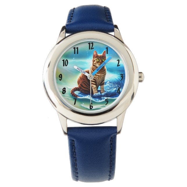 Kunstmatige intelligentie dierlijke kat op water horloge (Voorkant)