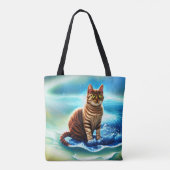 Kunstmatige intelligentie dierlijke kat op water tote bag (Achterkant)