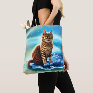 Kunstmatige intelligentie dierlijke kat op water tote bag