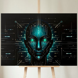 Kunstmatige intelligentie digitale wetenschap robo canvas afdruk