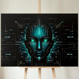 Kunstmatige intelligentie digitale wetenschap robo canvas afdruk