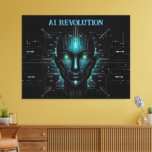 Kunstmatige intelligentie digitale wetenschap robo canvas afdruk (Insitu (Woonkamer))