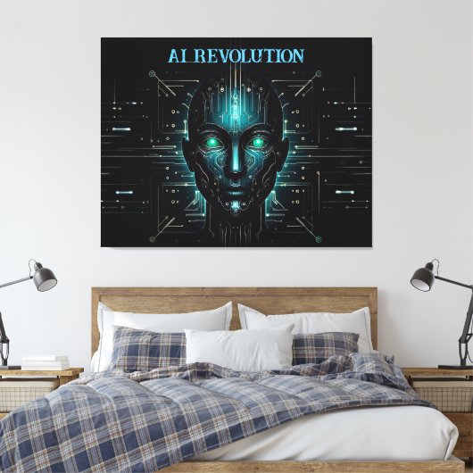 Kunstmatige intelligentie digitale wetenschap robo canvas afdruk (Insitu (Slaapkamer))