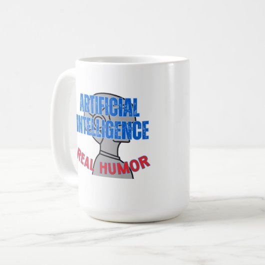 Kunstmatige intelligentie, echte humor.w Wit BG Koffiemok (Voorkant links)