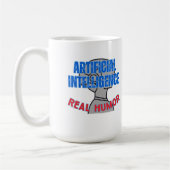 Kunstmatige intelligentie, echte humor.w Wit BG Koffiemok (Links)