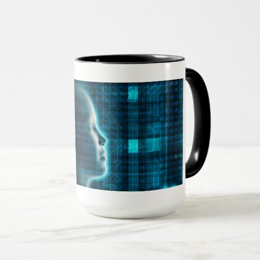 Kunstmatige intelligentie evolutie met digitaal mok (Voorkant rechts)