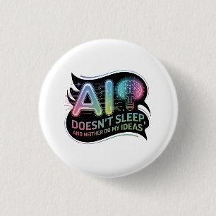 Kunstmatige Intelligentie Ideeën Neon Graphic Ronde Button 3,2 Cm