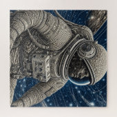 Kunstmatige intelligentie kunst astronaut in de ru legpuzzel (Horizontaal)