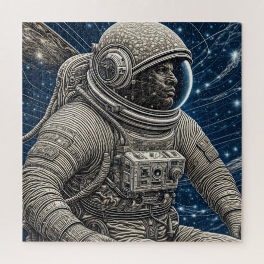 Kunstmatige intelligentie kunst astronaut in de ru legpuzzel (Verticaal)