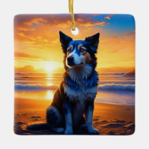 Kunstmatige intelligentie kunst Hond zit op het s Keramisch Ornament