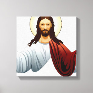 Kunstmatige Intelligentie Kunst van Jezus met Uitg Canvas Afdruk