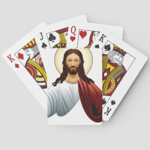 Kunstmatige Intelligentie Kunst van Jezus met Uitg Pokerkaarten