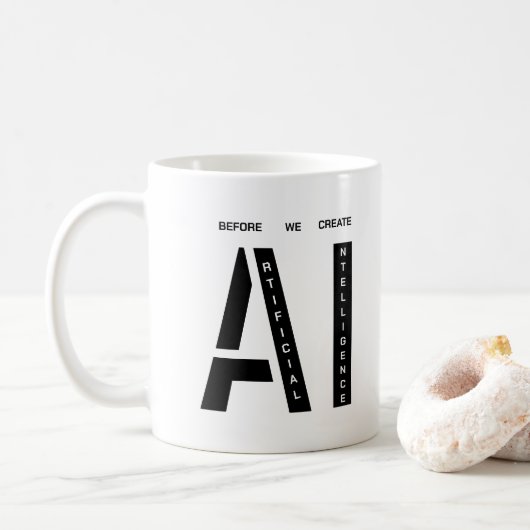 Kunstmatige intelligentie modern en eenvoudig koffiemok (Met donut)
