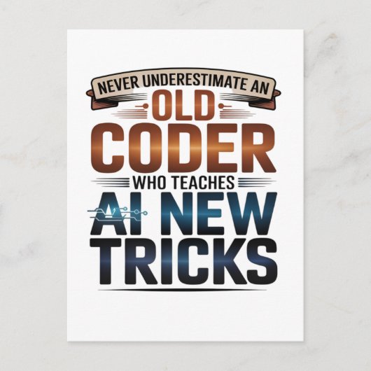 Kunstmatige Intelligentie Oude Coder Ontwerp Briefkaart (Voorkant)