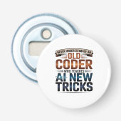 Kunstmatige Intelligentie Oude Coder Ontwerp Button Flesopener (Voorkant)