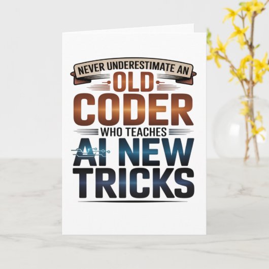 Kunstmatige Intelligentie Oude Coder Ontwerp Kaart (Gele Bloem)