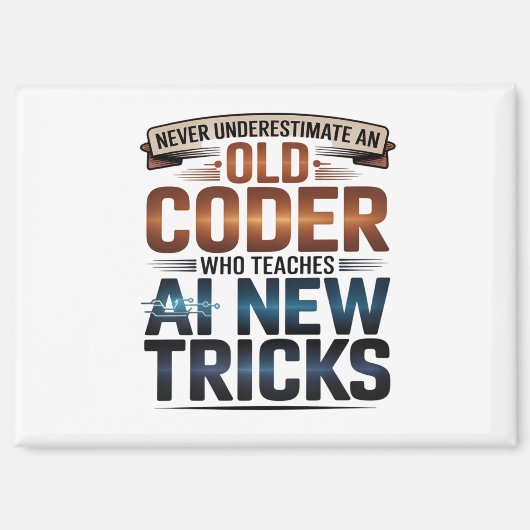 Kunstmatige Intelligentie Oude Coder Ontwerp Magneet (Voorkant)