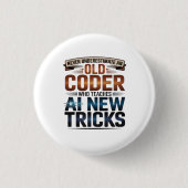 Kunstmatige Intelligentie Oude Coder Ontwerp Ronde Button 3,2 Cm (Voorkant)