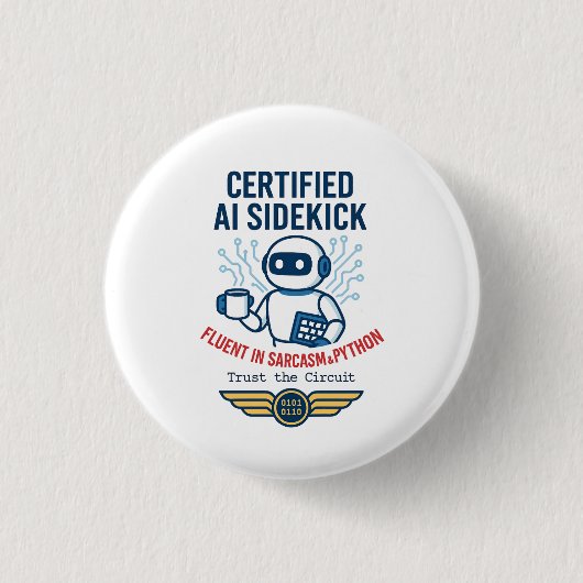 Kunstmatige intelligentie Sidekick Funny Design Ronde Button 3,2 Cm (Voorkant)