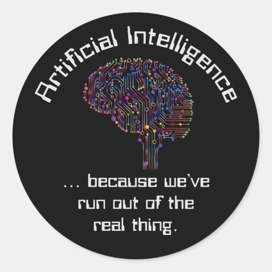 Kunstmatige intelligentie vs Real Thing Ronde Sticker (Voorkant)