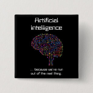 Kunstmatige intelligentie vs Real Thing Vierkante Button 5,1 Cm