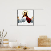 Kunstmatige intelligentiekunst van Jezus met wapen Poster (Keuken)