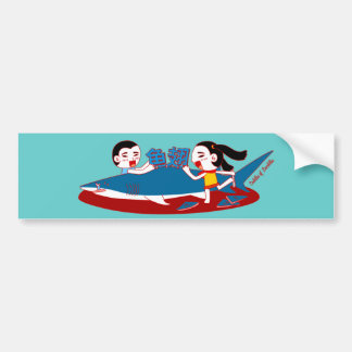Kunstmatige Kanji Shark Fin Doodle Bumpersticker