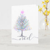 Kunstmatige kerstboom met noel en pastellichten kaart (Gele Bloem)