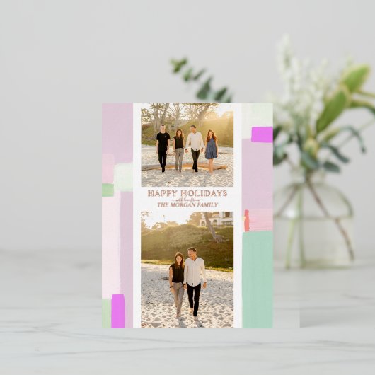 Kunstmatige kerstfeestdag Foto Folie Wenskaart Folie Feestdagen Briefkaart (Staand Voorkant)