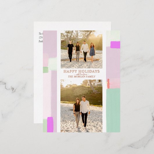 Kunstmatige kerstfeestdag Foto Folie Wenskaart Folie Feestdagen Briefkaart (Voorkant / Achterkant)