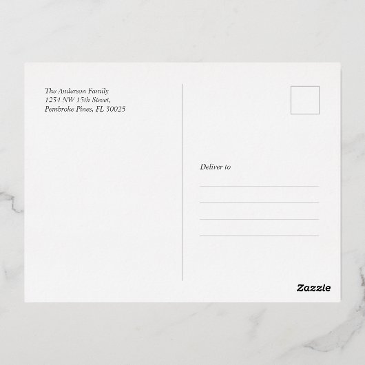 Kunstmatige kerstfeestdag Foto Folie Wenskaart Folie Feestdagen Briefkaart (Achterkant)