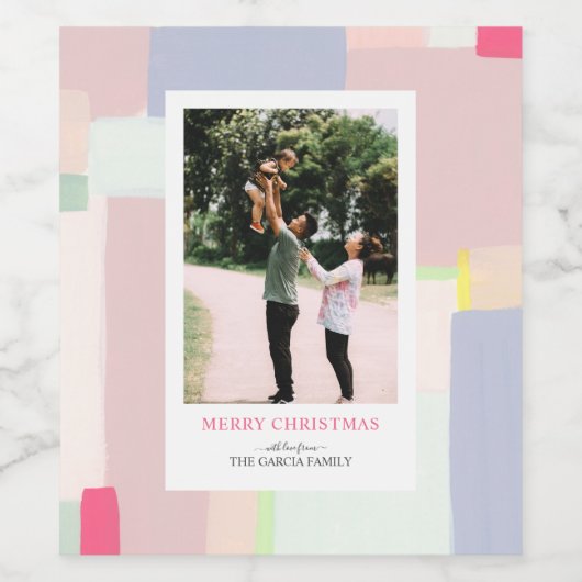 Kunstmatige kerstfeestdag Gift Photo liquid Wijn Etiket (Enkel label)