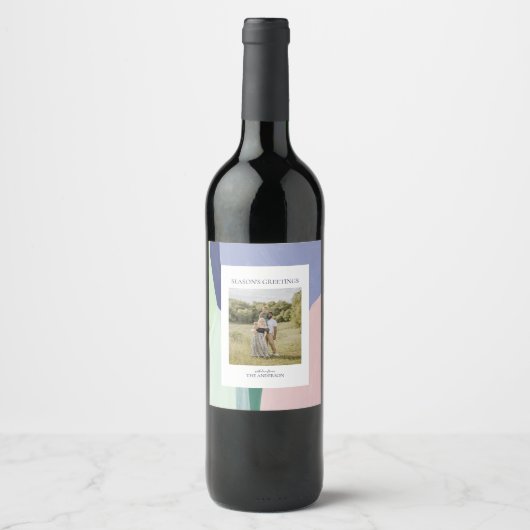 Kunstmatige kerstfeestdag Gift Photo Wine Label Wijn Etiket (Voorkant)