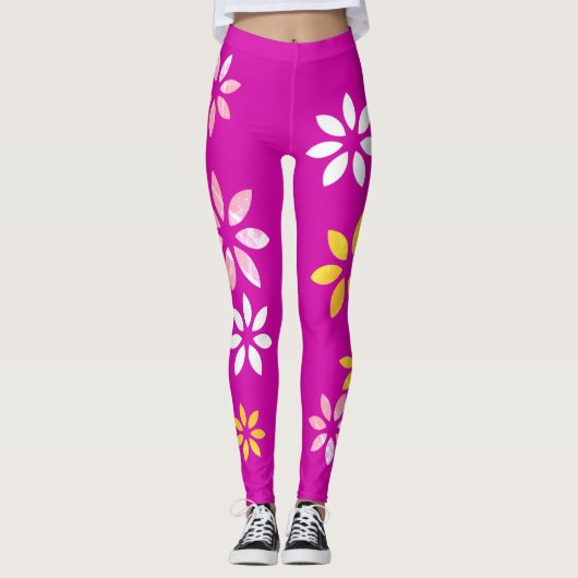 Kunstmatige kleurrijke Floral Pattern oefent Leggi Leggings (Voorkant)
