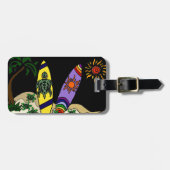 Kunstmatige kleurrijke surfplanken met surfende ku bagagelabel (Voorkant horizontaal)