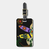 Kunstmatige kleurrijke surfplanken met surfende ku bagagelabel (Voorkant verticaal)