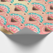 Kunstmatige koraalroze bloem cadeaupapier (Hoek)