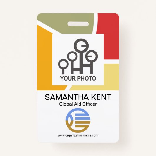 Kunstmatige kromtegrenzen Werknemer Fotosjabloon Badge (Voorkant)