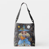 KUNSTMATIGE KUNST IN SPOOKY-BOSSEN, ZWARTE KAT EN CROSSBODY TAS (Achterkant)