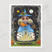 KUNSTMATIGE KUNST IN SPOOKY-BOSSEN, ZWARTE KAT EN FEESTDAGENKAART (Voorkant)