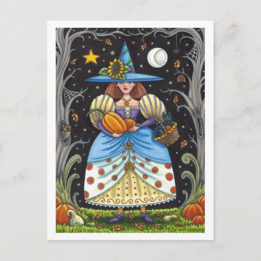 KUNSTMATIGE KUNST IN SPOOKY-BOSSEN, ZWARTE KAT EN  FEESTDAGENKAART (Voorkant)