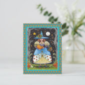 KUNSTMATIGE KUNST IN SPOOKY-BOSSEN, ZWARTE KAT EN  FEESTDAGENKAART (Staand voorkant)