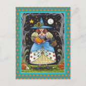 KUNSTMATIGE KUNST IN SPOOKY-BOSSEN, ZWARTE KAT EN  FEESTDAGENKAART (Voorkant)